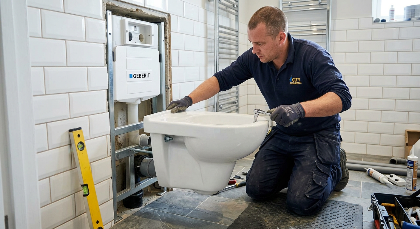 Pose de WC suspendu par un plombier professionnel à Villeurbanne